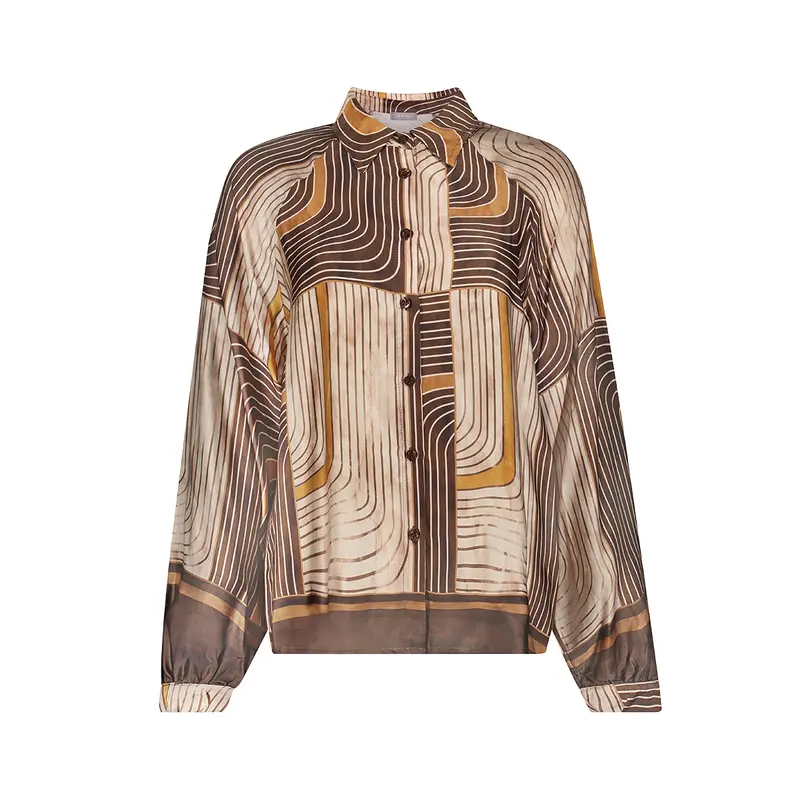 GEISHA BLOUSE SATIN brown/sand