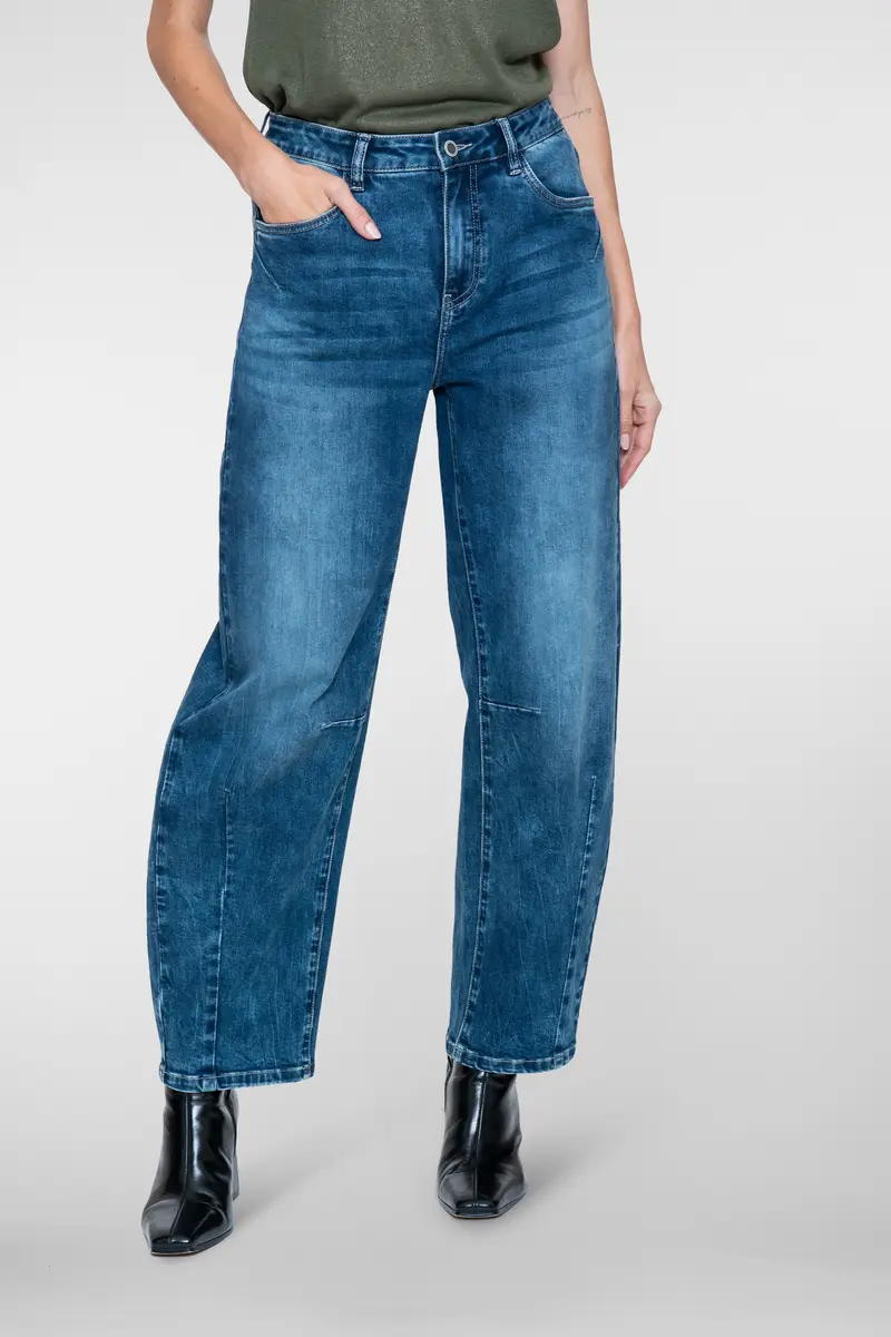 GEISHA JEANS BARREL mid blue denim