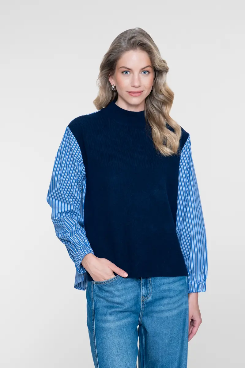 GEISHA PULL WITH STRIPE navy/blue-white stripe