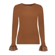 GEISHA T-SHIRT LACE RUFFLE toffee