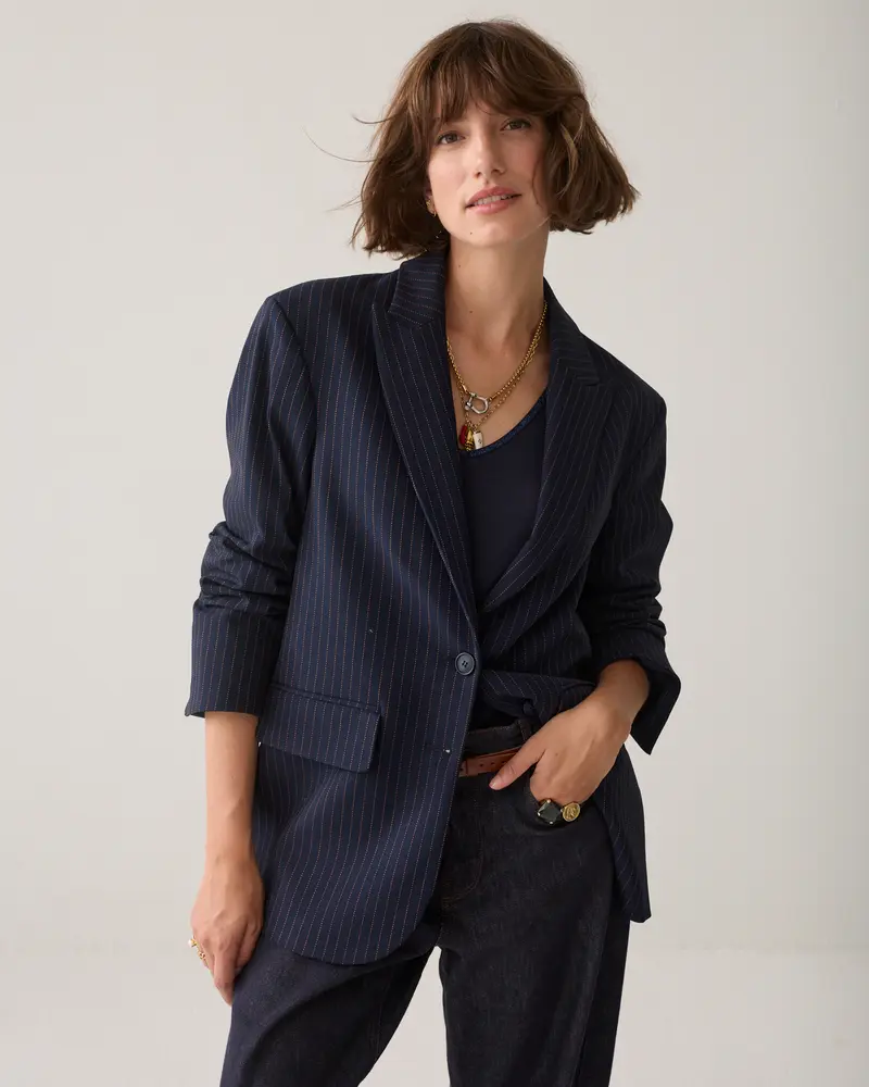 Gestreepte boyfriend blazer