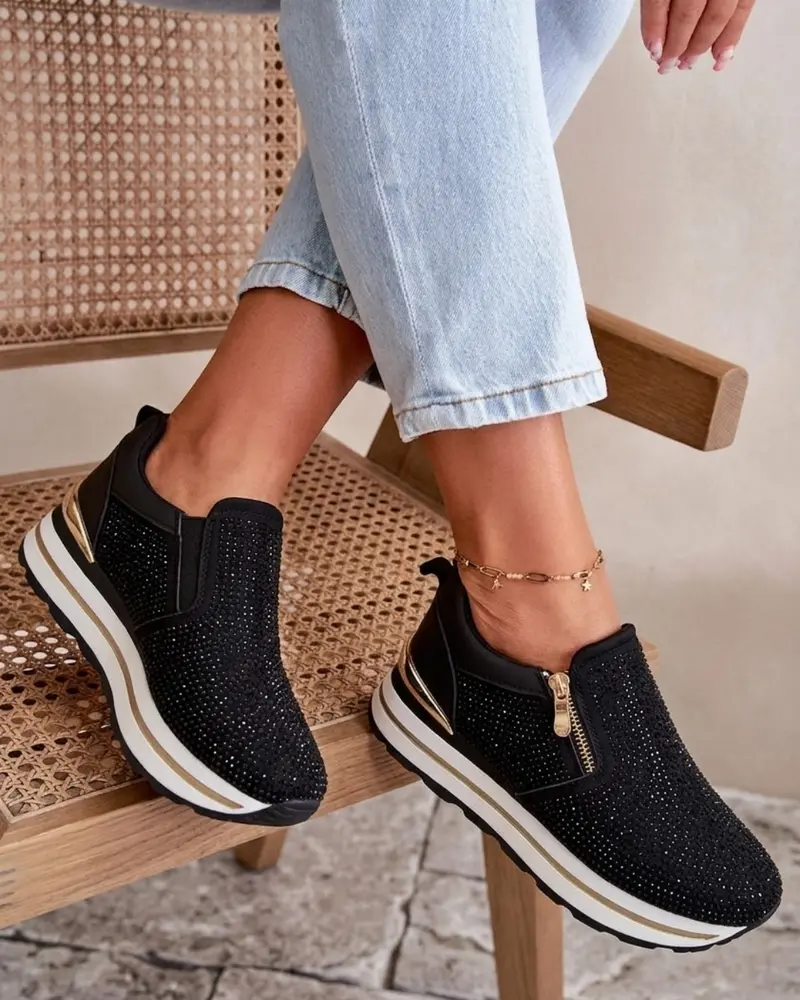 Glitter Zip Black Sneaker