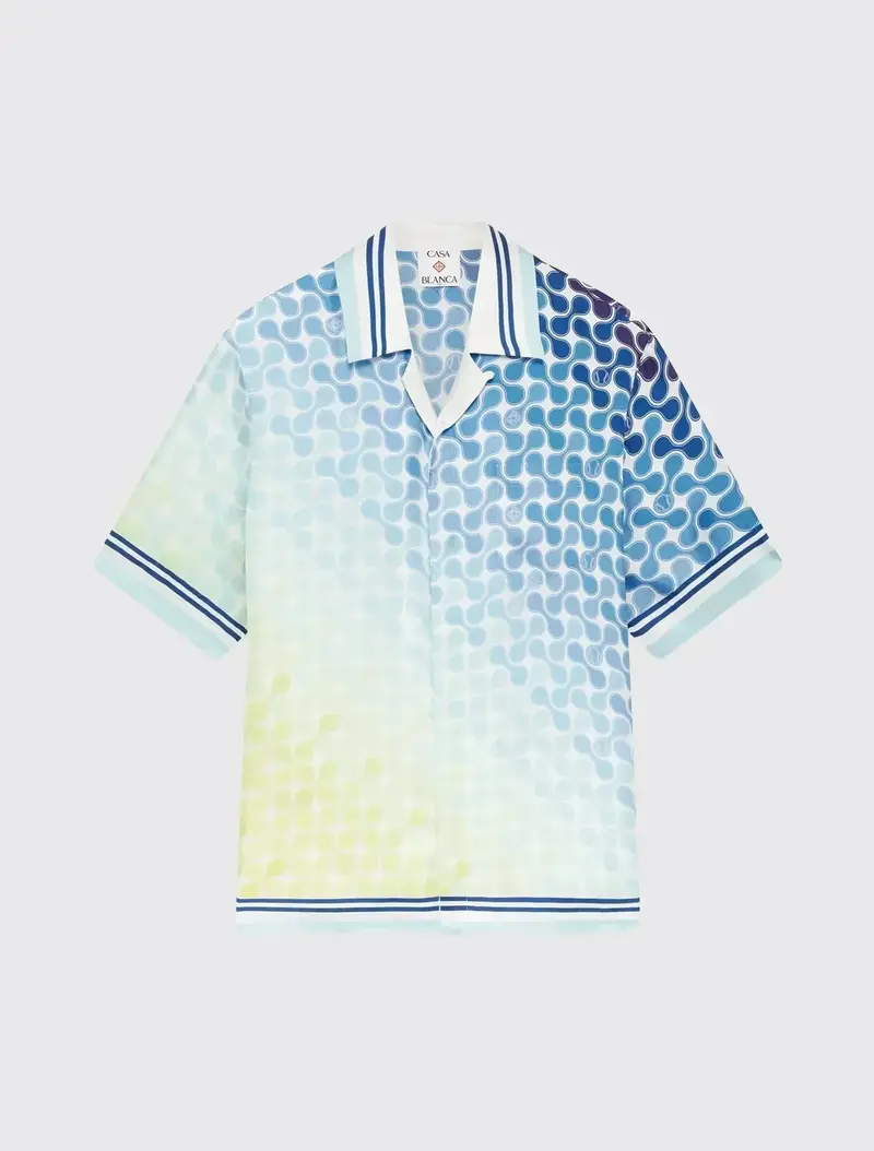 Gradient Tennis Tile Silk Shirt