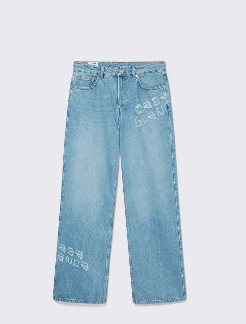 Graffiti Distressed Denim Jeans