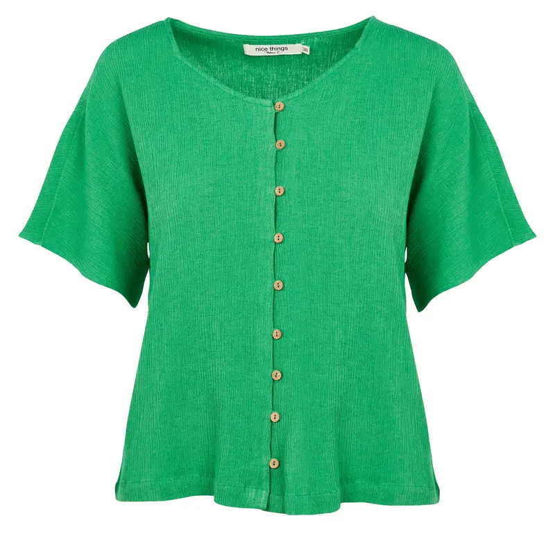 Groene Losvallende Blouse | Nice Things Solid Bambula Top Green