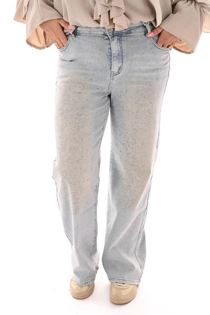 Hello Miss wide leg strass stonewash