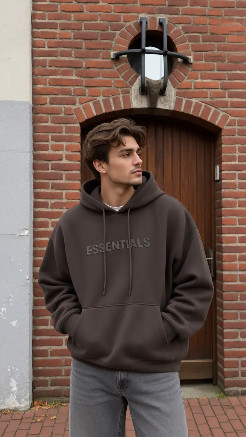 Heren Hoodie - Oversized Bruin