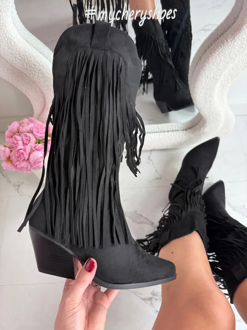 Hoge Zwarte Boots met Fringles