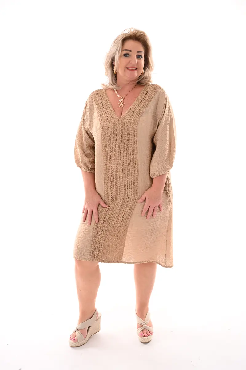 Ibiza crepe tuniek camel