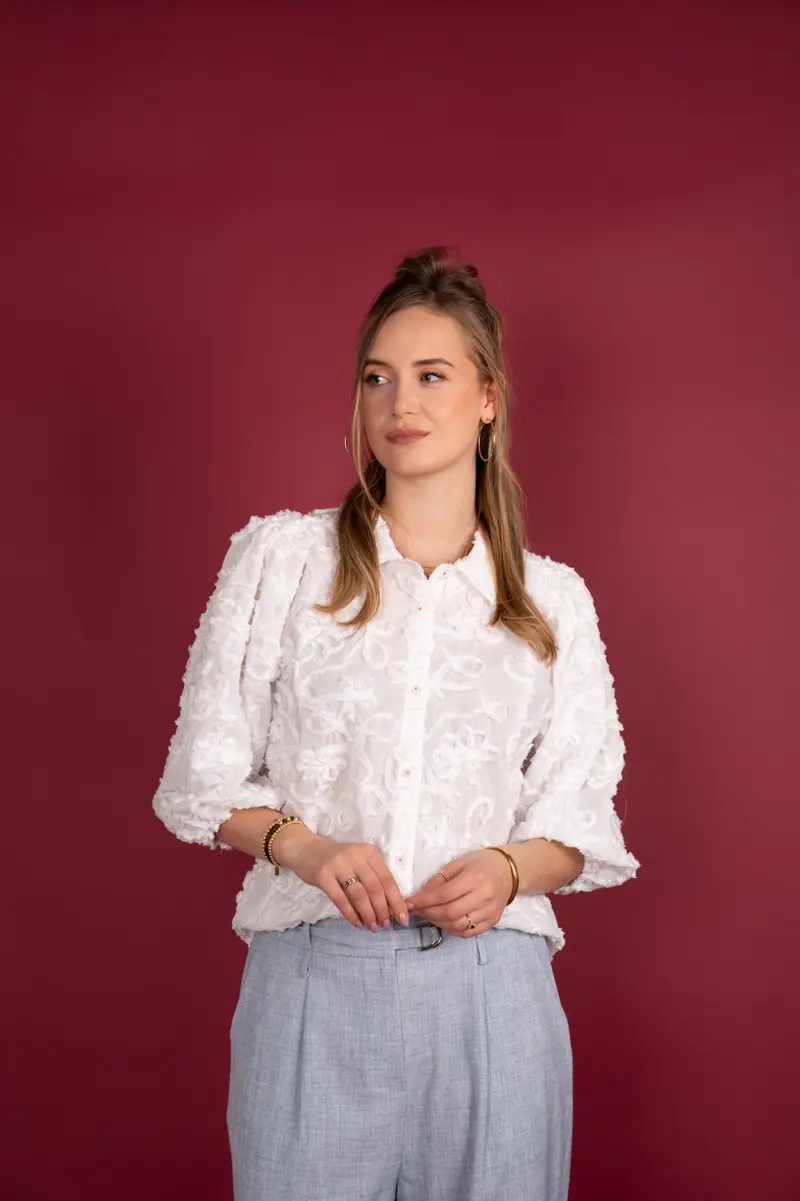 ICNK-Blouse Job C Mixed Cordella-White