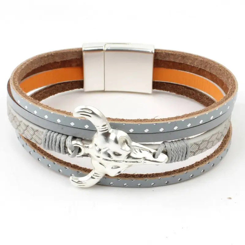 Indini Armband Multi Row Buffalo Grijs