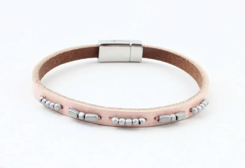 Inidini Armband Leer Aster Licht Roze