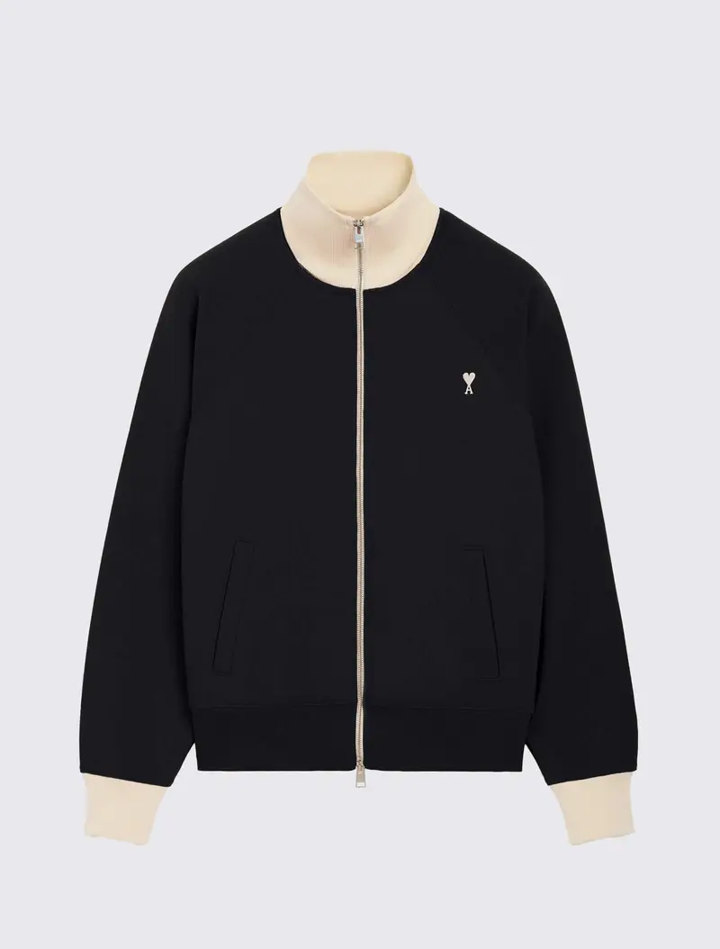 Jacket in Loopback Light Fleece Contrasted Details