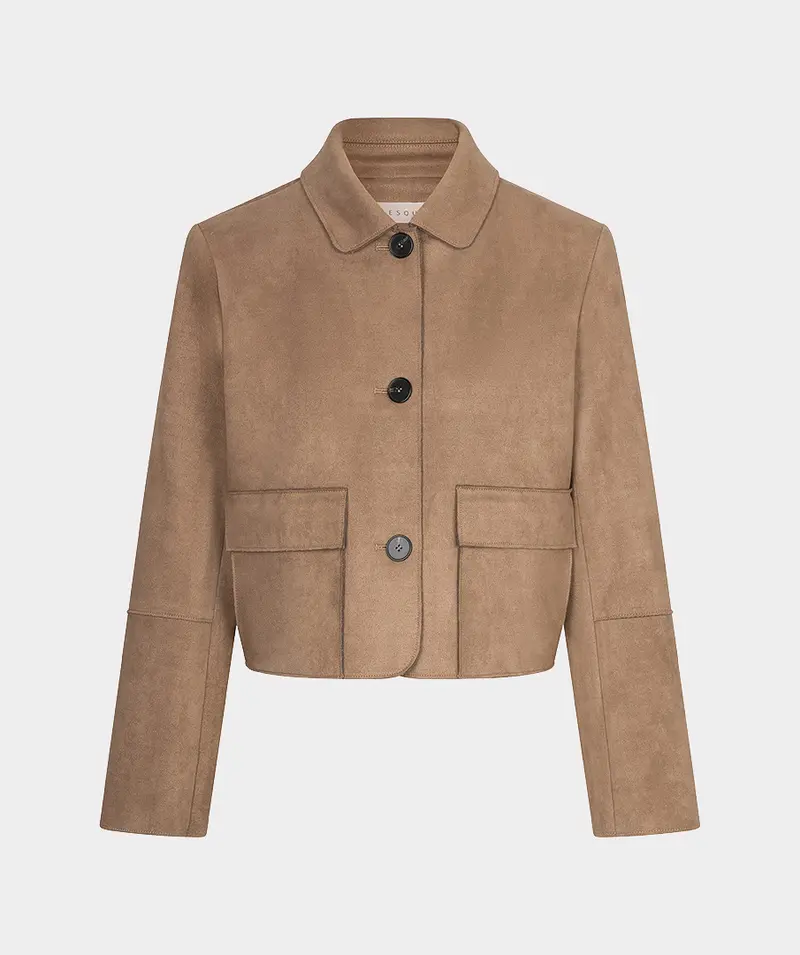 Jacket suedine collar pockets F26.11501 Sand