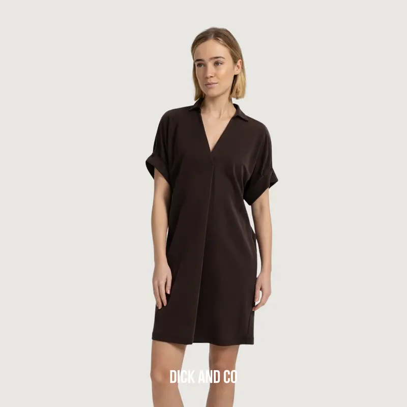 Jersey jurk met geplooide korte mouwen