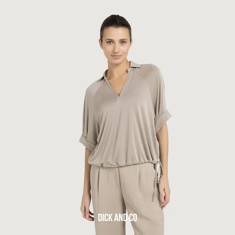 Jersey top met geplooide mouwen