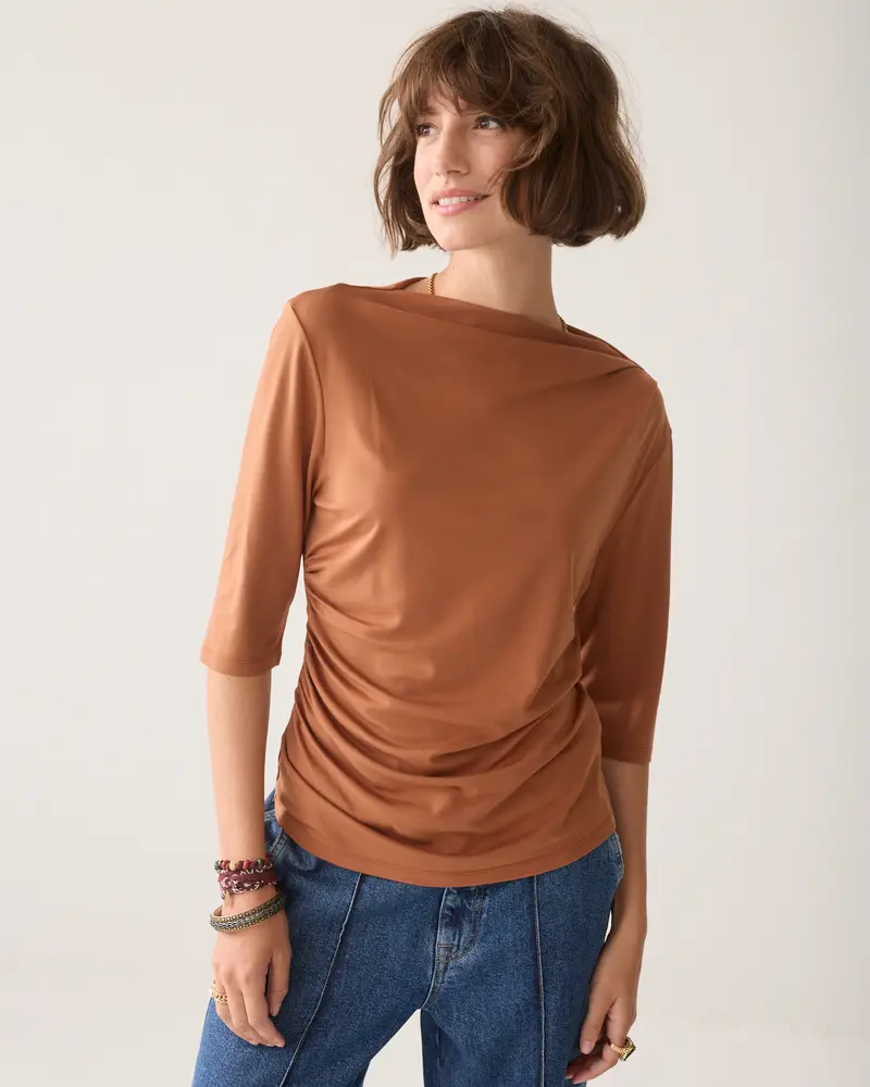 Jersey top met plooidetails