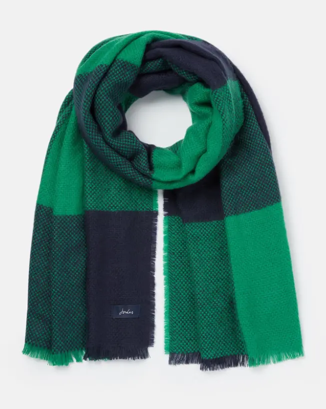 Joules Basket Weave Scarf Meadow Navy Check