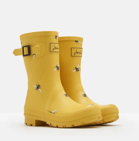 Joules Molly Mid Height Print Welly Yellow Bees