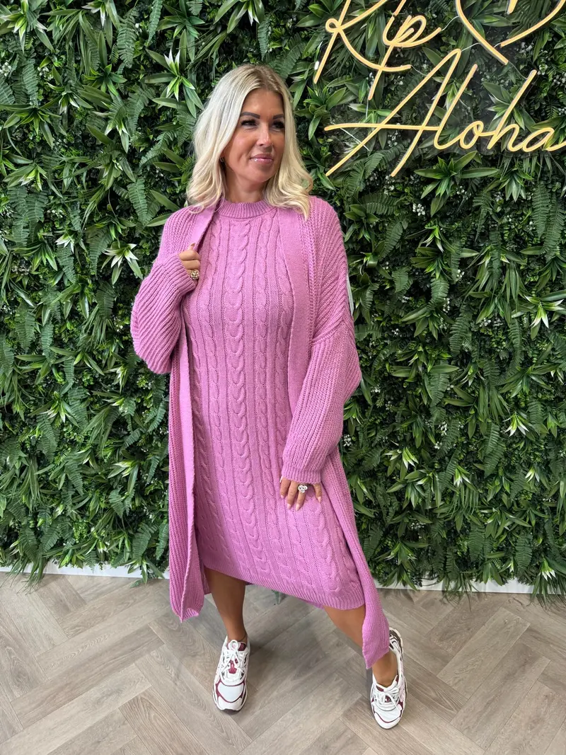 Jurk met vest set roze