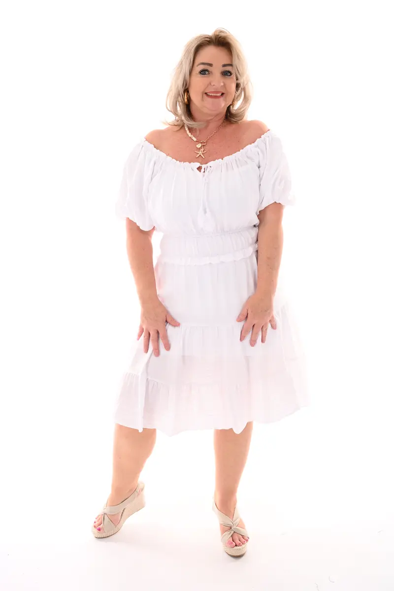 Jurk off-shoulder wit