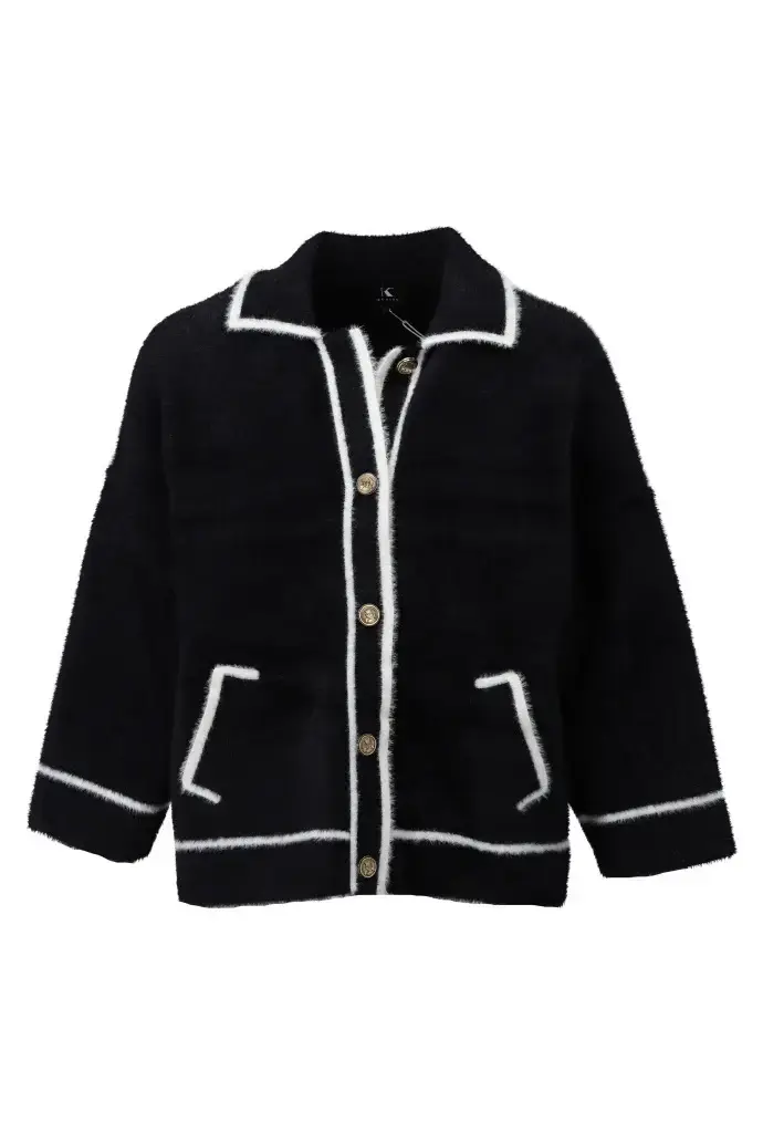 K-design - B846 Cardigan met knopen zwart