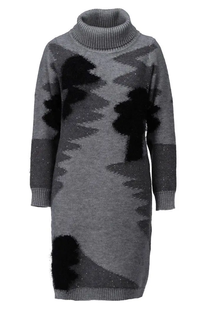 K-design - B863 Jurk met col Grijs