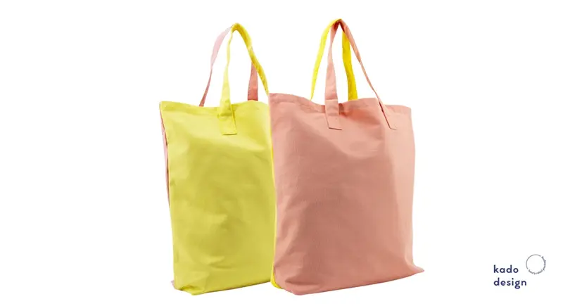 Kadodesign cotton bag duo lemon yellow / apricot