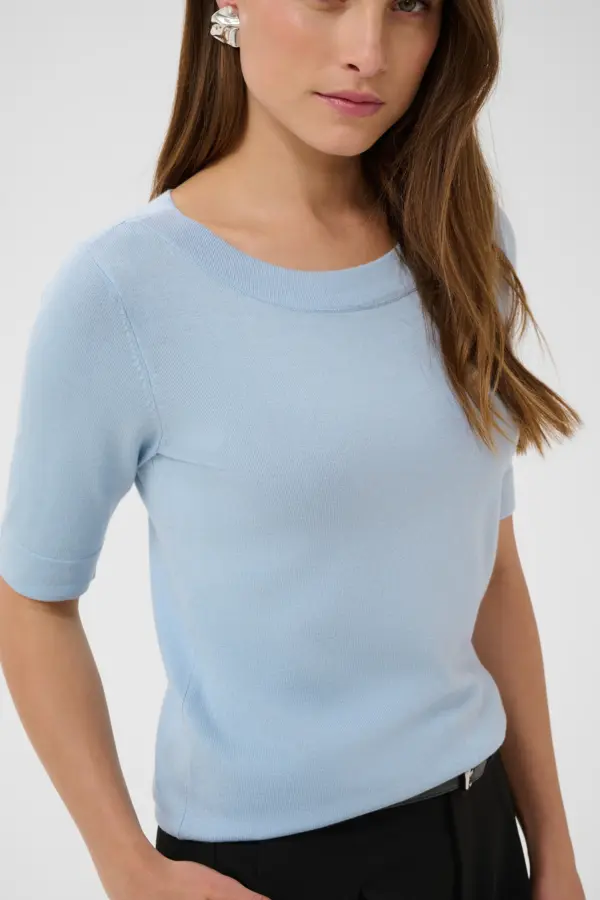 KAlizza boatneck solid Pullover 10510252 154008 Blue Fog