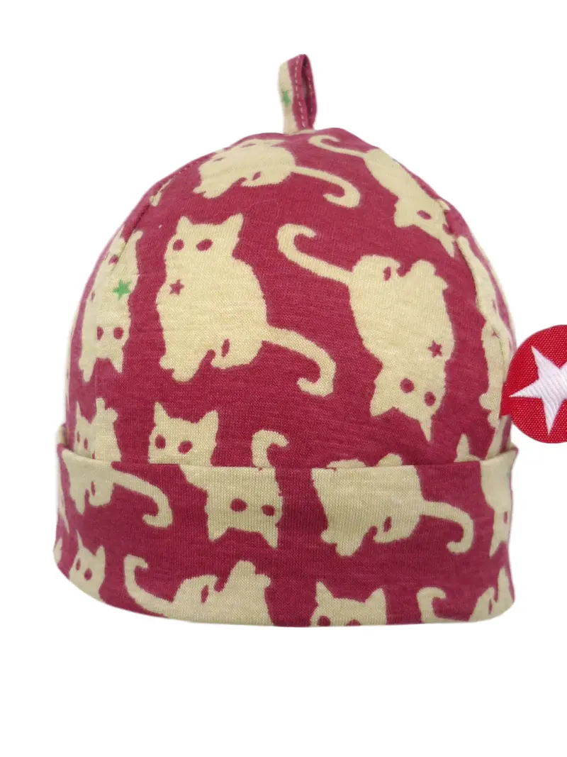 Kik Kid Hat Kelkje Cat Print Dark Pink