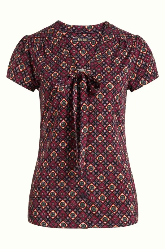 King Louie Bow Blouse Lisboa Night Sky Blue