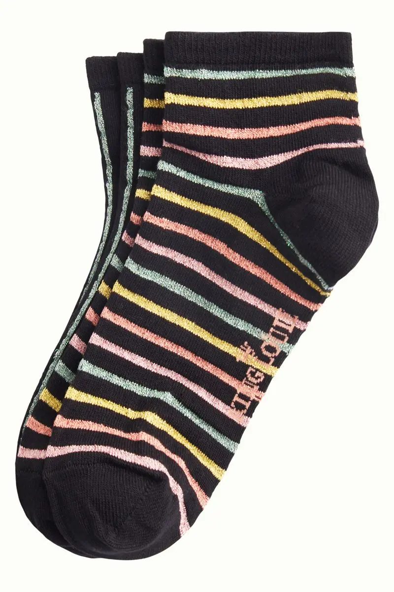 King Louie Socks Short 2 Pack Breton Black