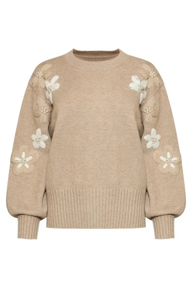 Knit top 26539 taupe off white
