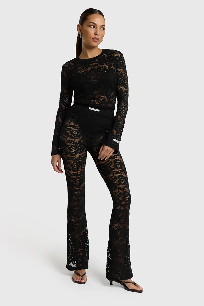 lace pants black