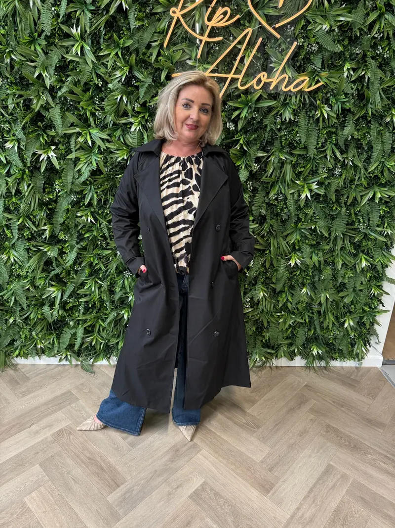 Lange trenchcoat zwart