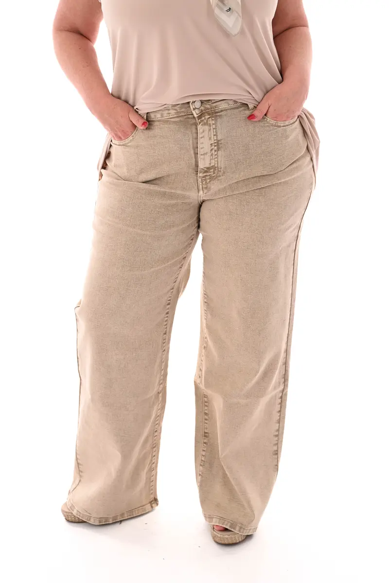 Laulia jeans wide leg beige