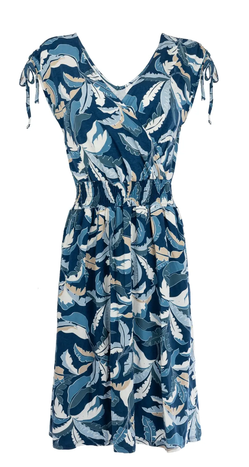 Lea SL Blue Palm Leaves Tricot | Blue