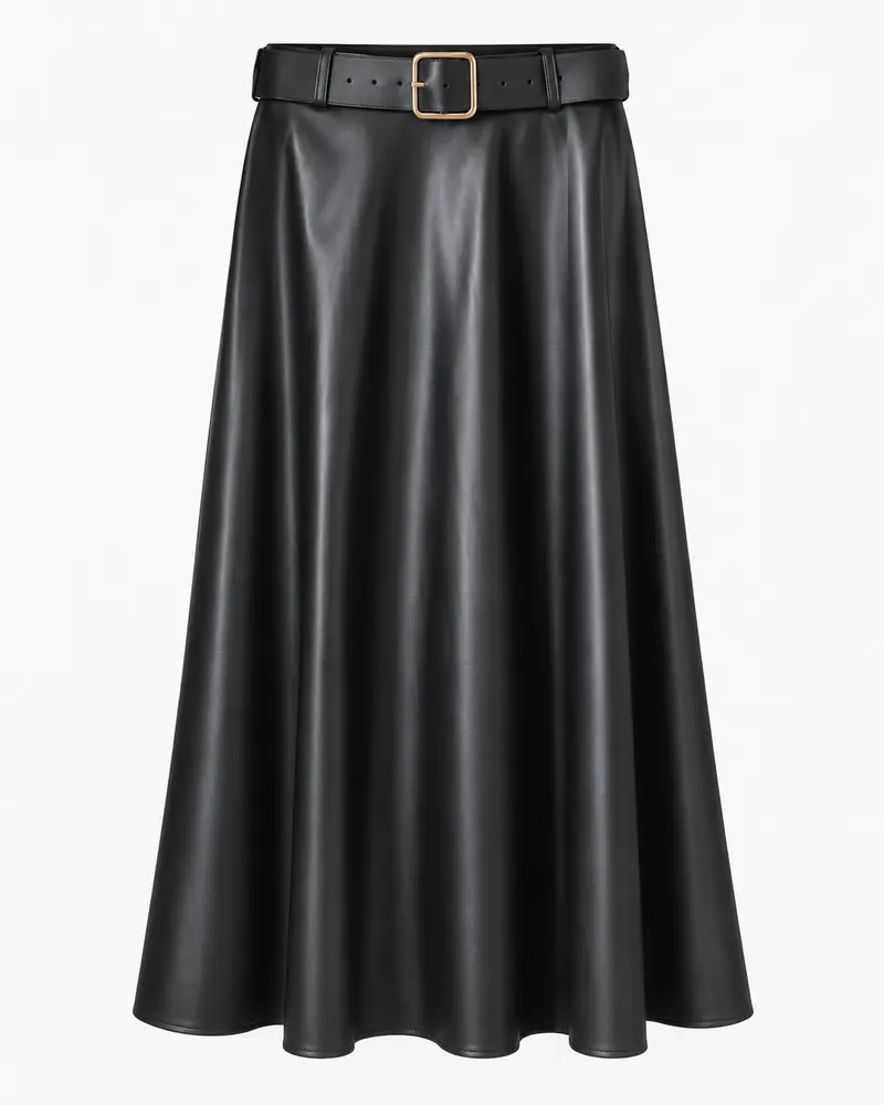 Leatherlook Midi Rok