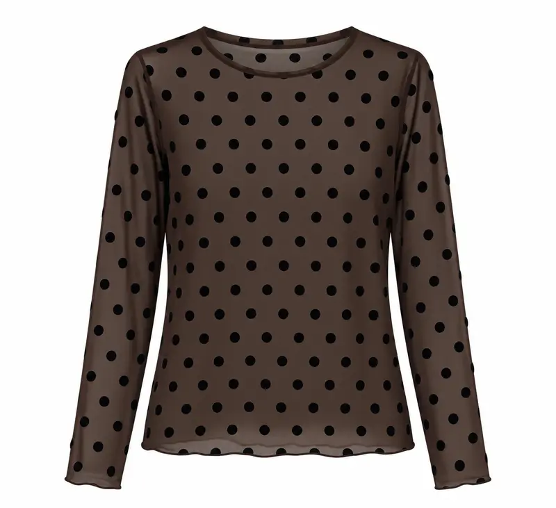 Longsleeve top - Mesh Stip bruin
