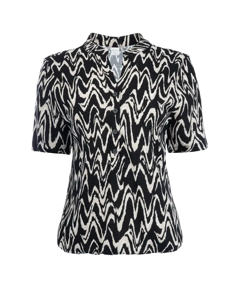 Lucie SS Black Big Waves Woven | Black