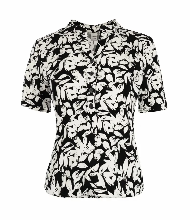 Lucie TR SS Black Leaves Tricot | Black