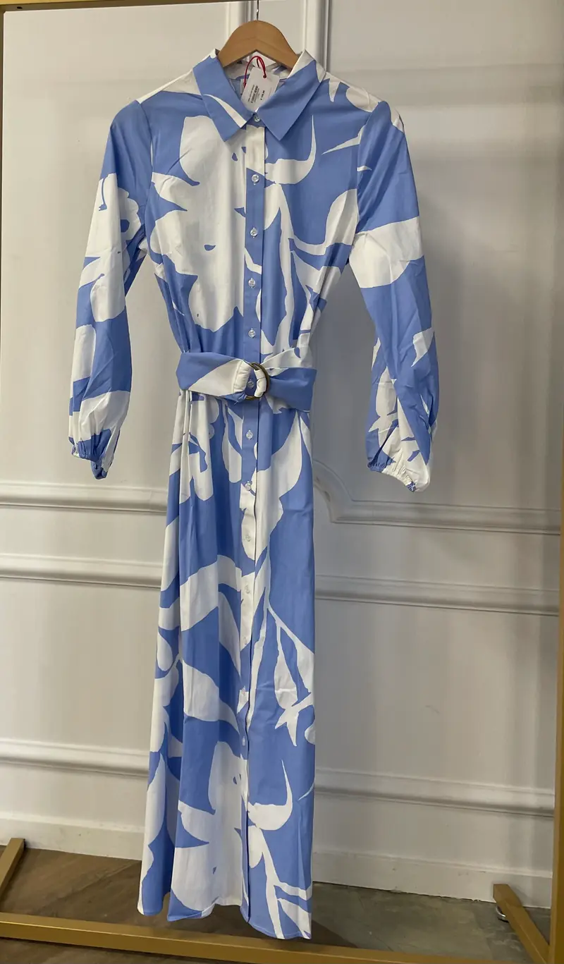 Maxi jurk met design C705L Blauw