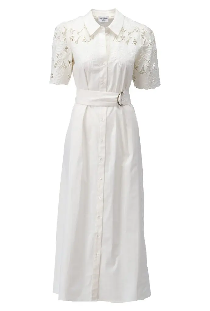 Maxi jurk met design en borduursel C734L Ecru