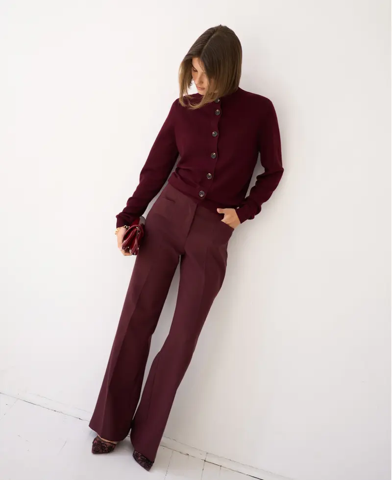 Merino vest met col LES SEIZE Bordeaux