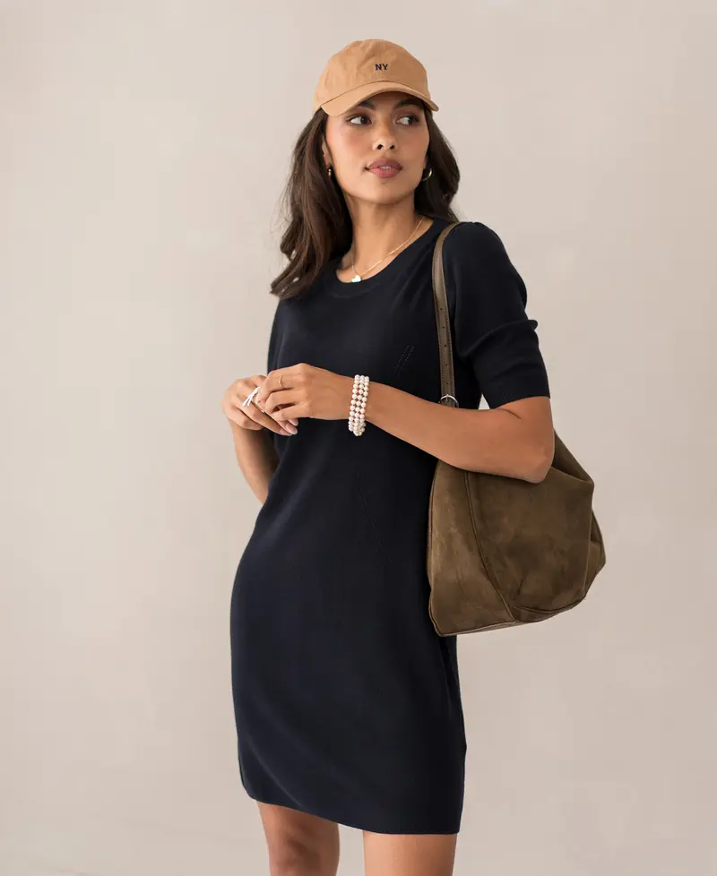 Merinowollen jurk LA TWIGGY Donkerblauw
