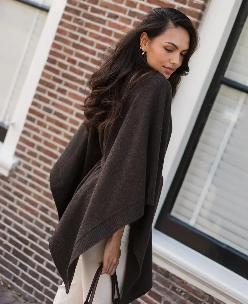 Merinowollen LA PONCHO Pure choco