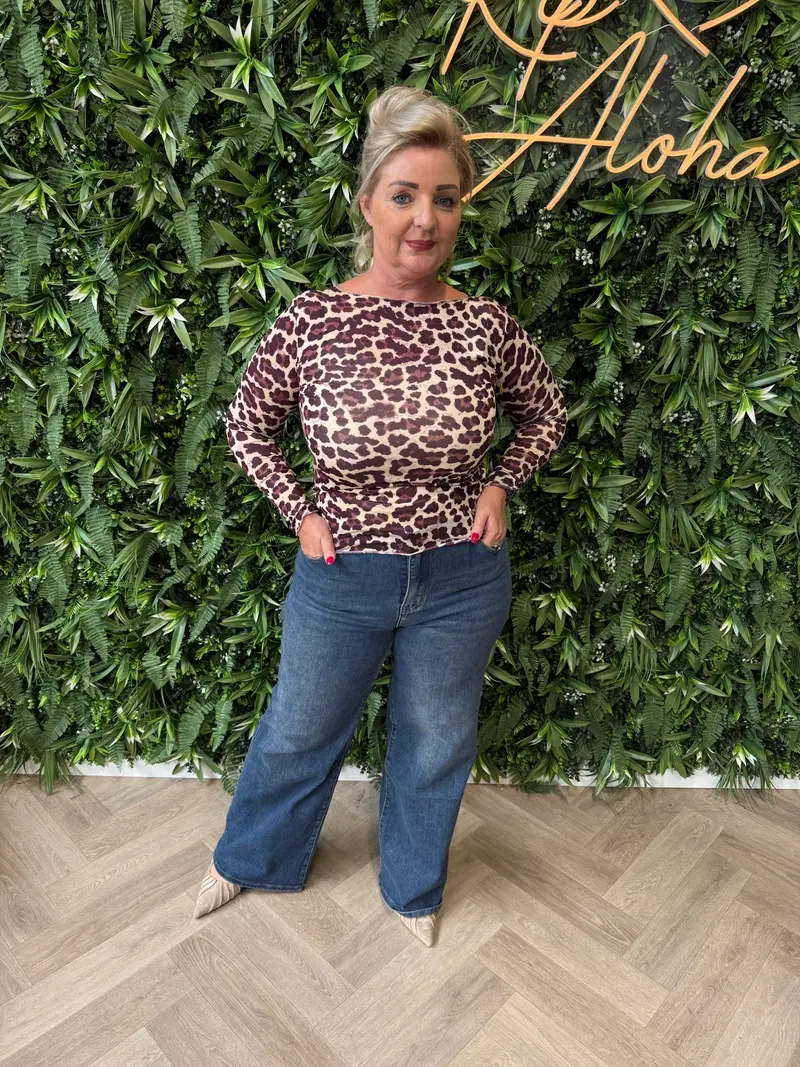 Mesh top panterprint paars