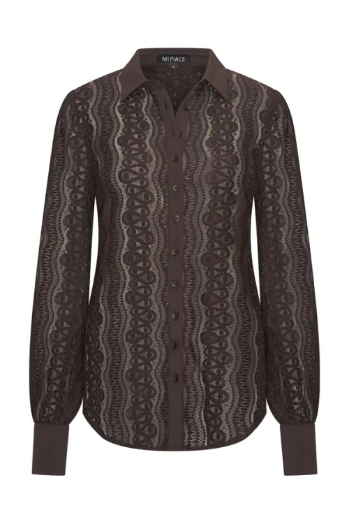Mi Piace Blouse Kant 202352-Espresso