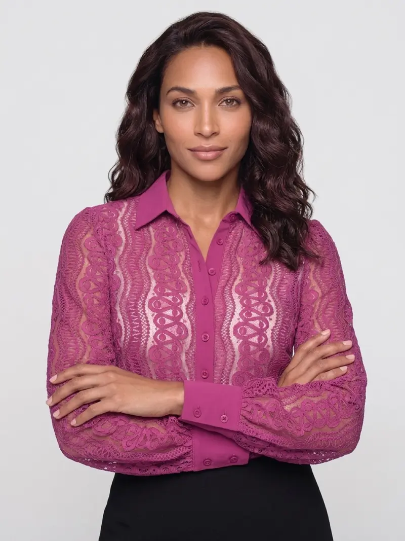 Mi Piace-Blouse Kant 202352-Magenta Purple