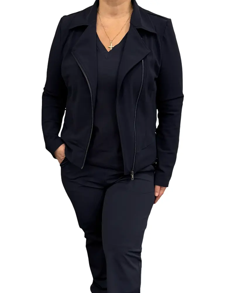Mi Piace Bonded Biker Jacket 202728-Dark Blue